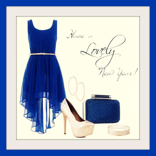 синее шифоновое платье